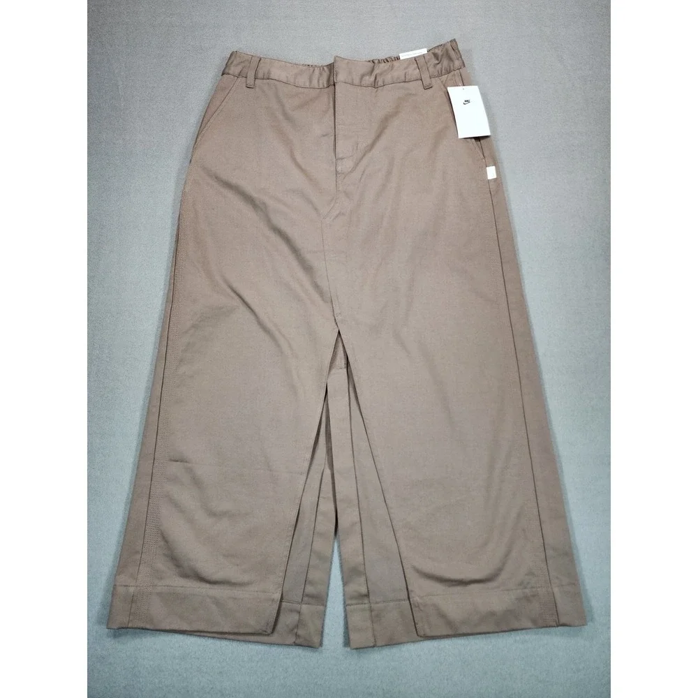 Nike Sportswear Essential Twill Maxi Skirt Brown Size Medium Elastic Waistband